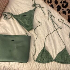 Green sparkly triangal bikini
